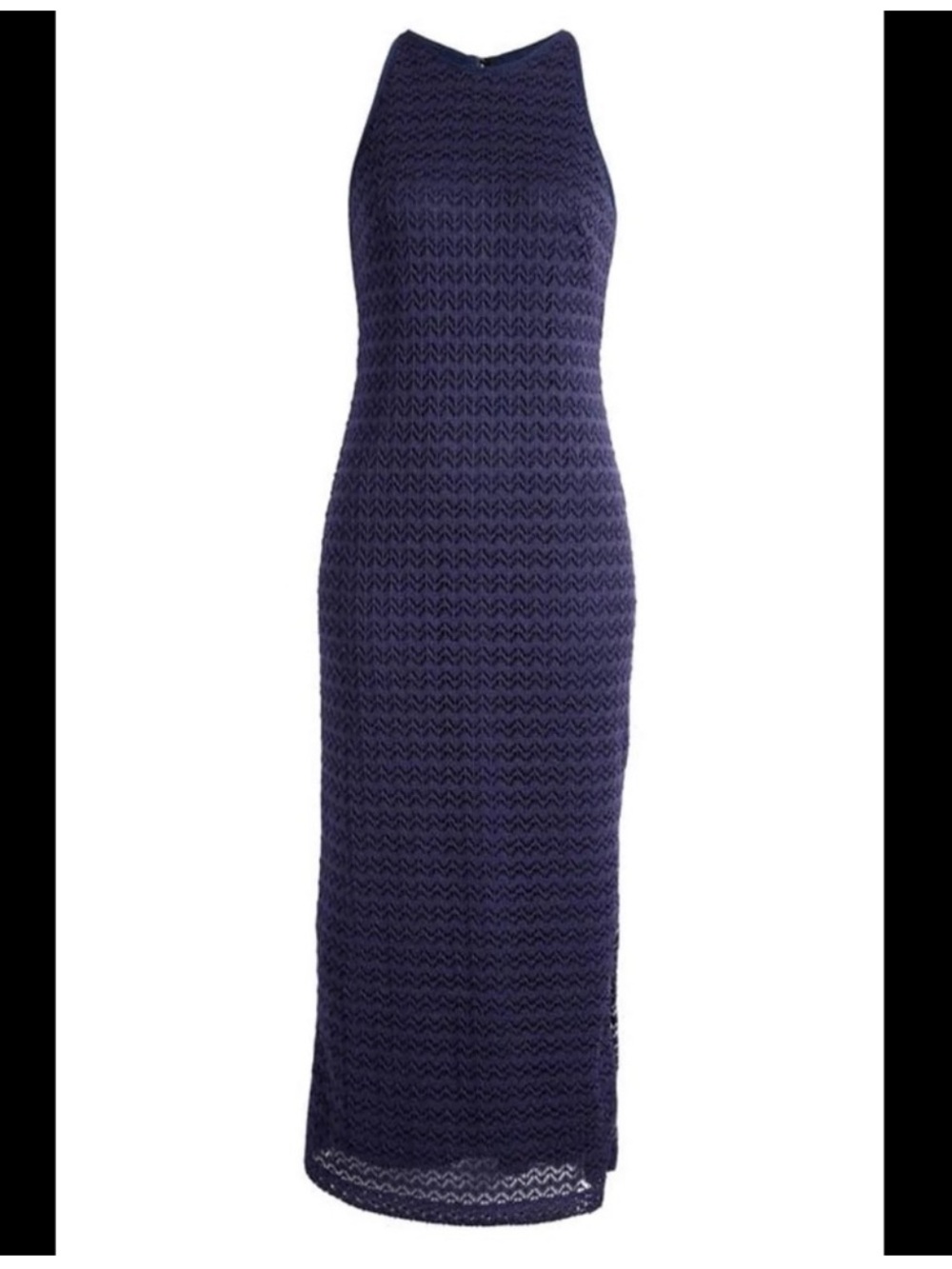 julia jordan Navy Halter Open-Stitch Maxi Dress